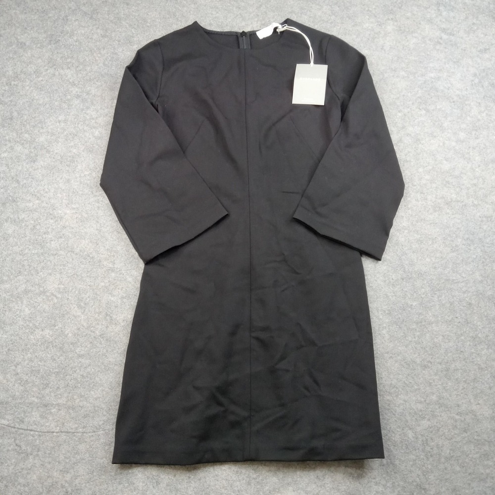 Everlane Dress Womens 00 Black 3/4 Sleeve Sheath Little Black Dress Work